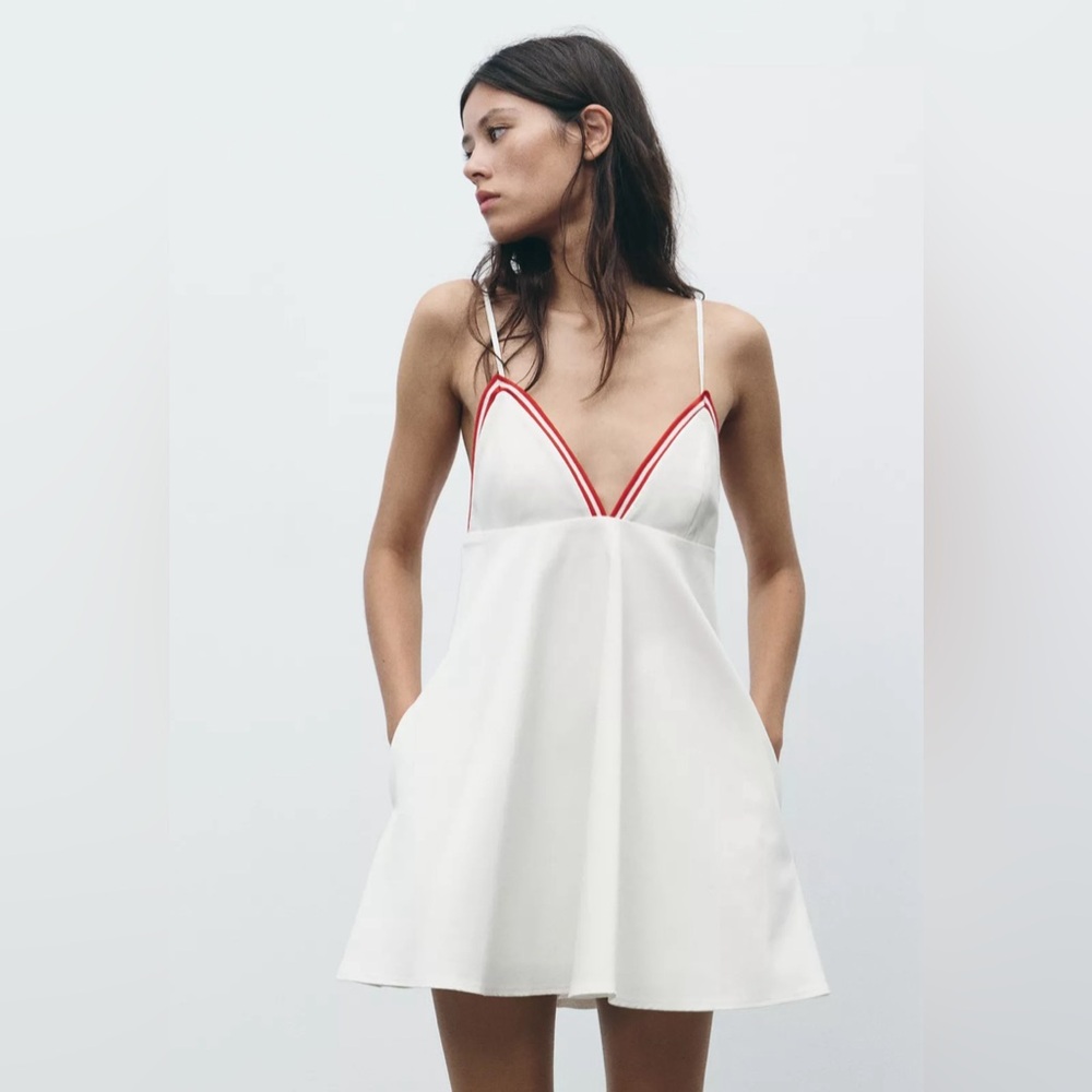 Zara short dress with contrasting rib trim